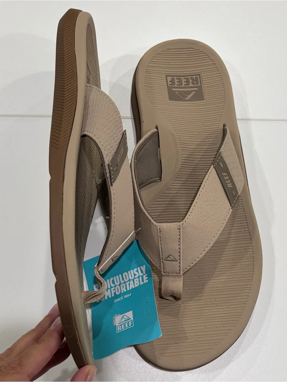 Reef Men's Size 12 Santa Ana Sandals Flip Flops Tan NWT Sand Vegan Leather Strap